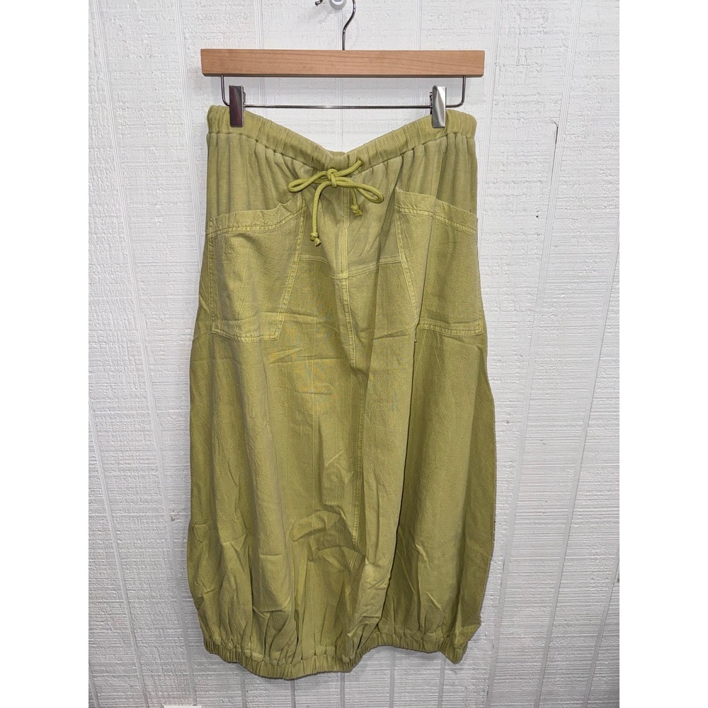 Miou Muse Balloon Skirt Women Green Corduroy Contrast Cotton Midi M
